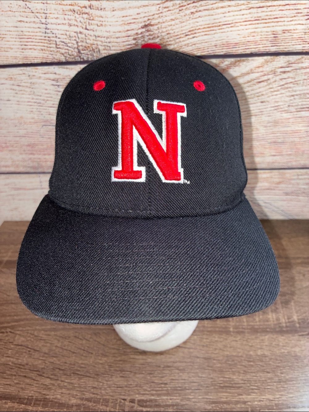 Mens Zephyr 7 Black & Red Nebraska Huskers Hat Pre Owned